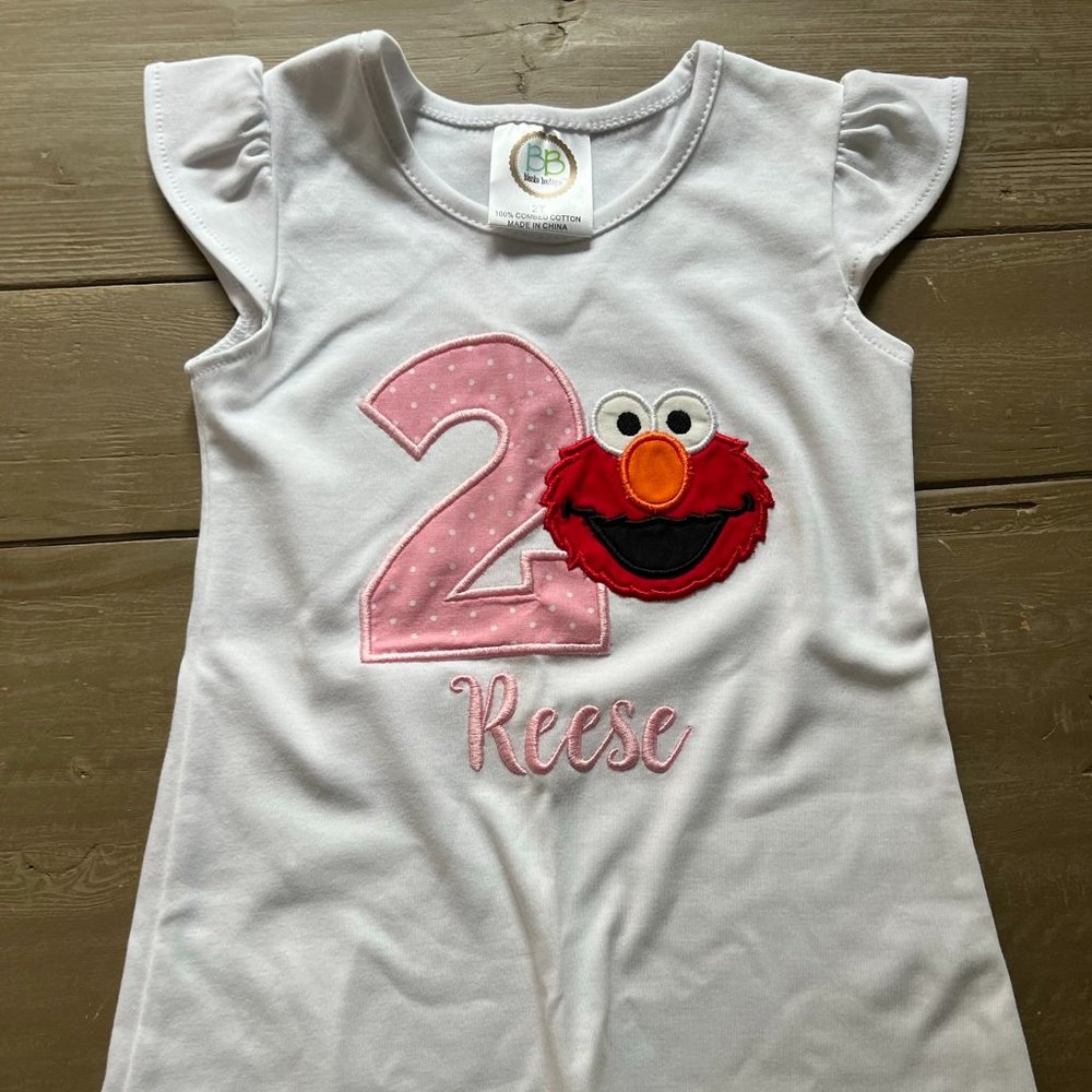 Toddler Girls Dress Embroidered with Elmo, Reese, 2 - Never Worn - Size 2T